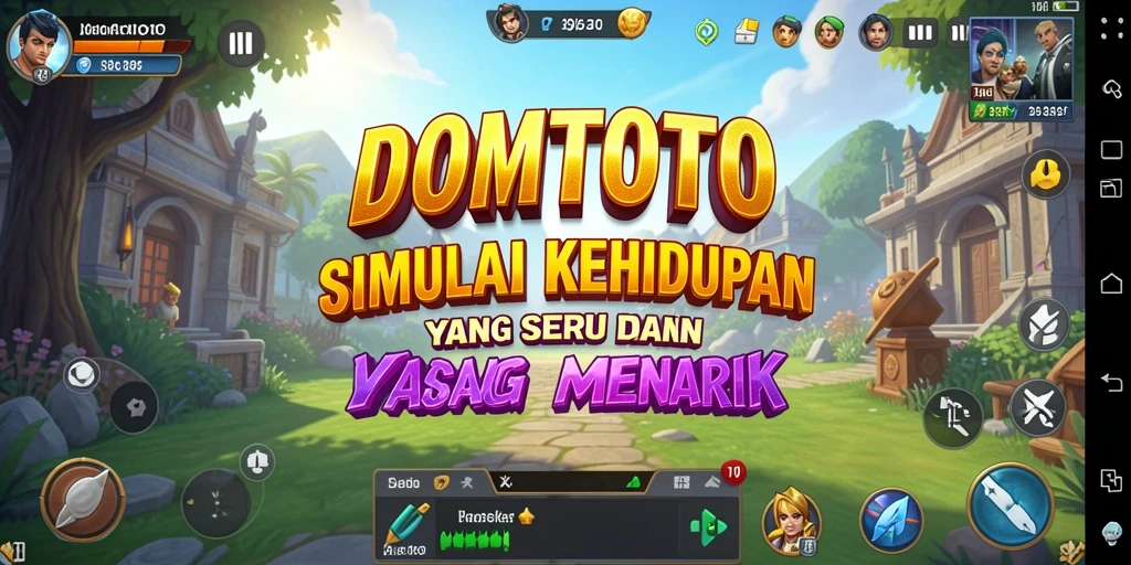 Tampilan gameplay DOMTOTO yang menarik dengan berbagai aktivitas simulasinya.