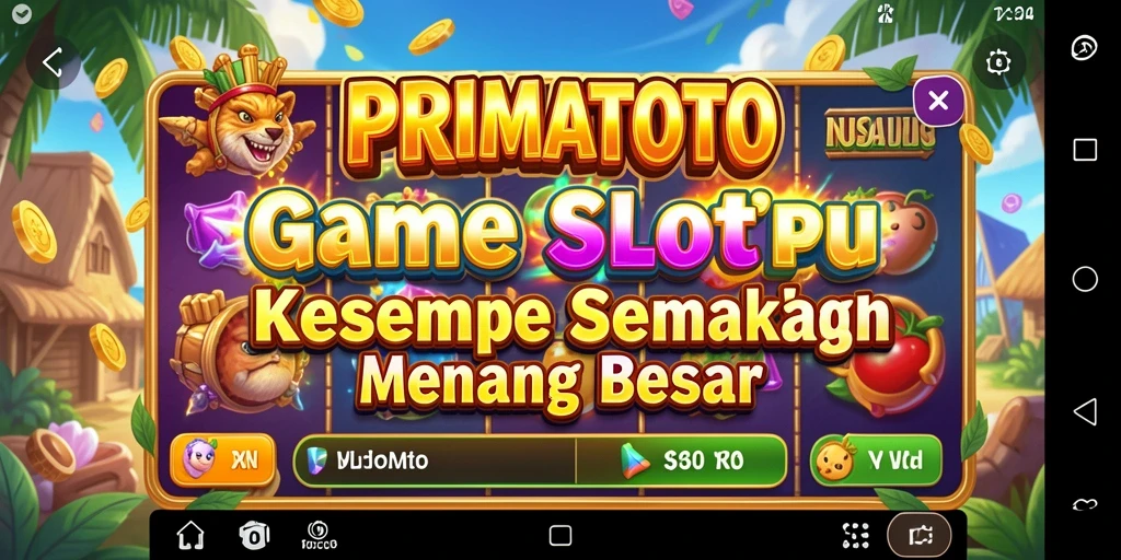 Screenshot gameplay PRIMATOTO yang menampilkan berbagai tema slot.
