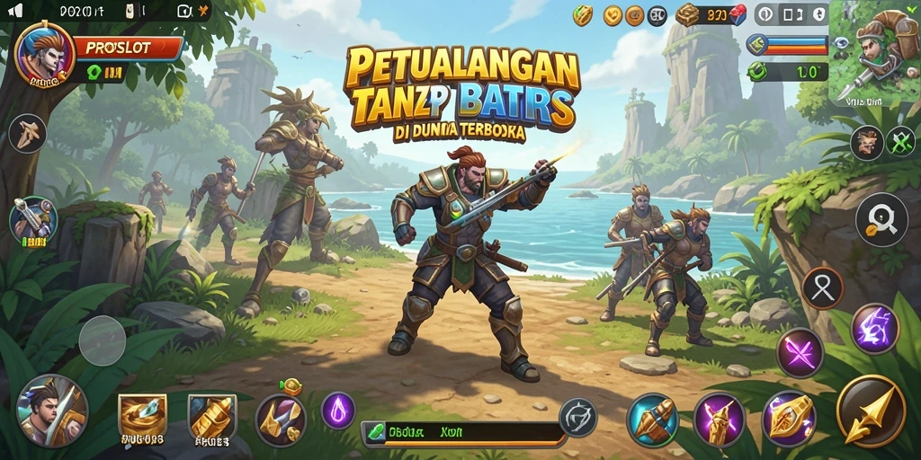 Screenshot gameplay PROSLOT yang menampilkan dunia terbuka yang luas.