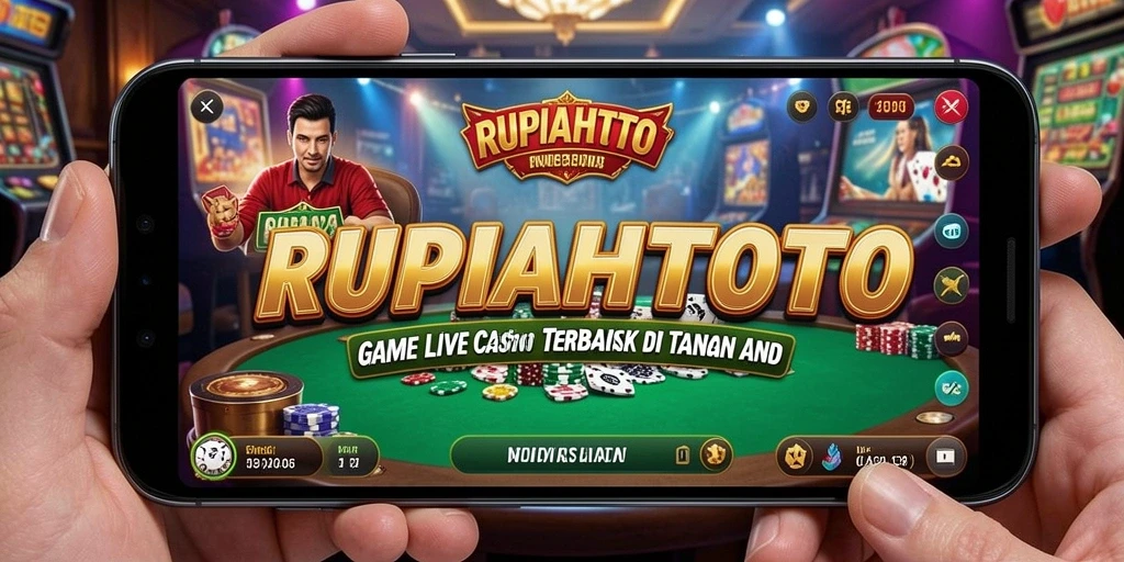 Screenshot gameplay RUPIAHTOTO dengan dealer profesional dan suasana Live Casino.
