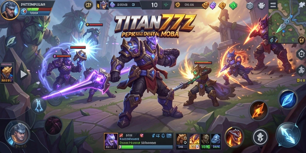 Gameplay seru dan strategi mendalam dalam TITAN777 MOBA.