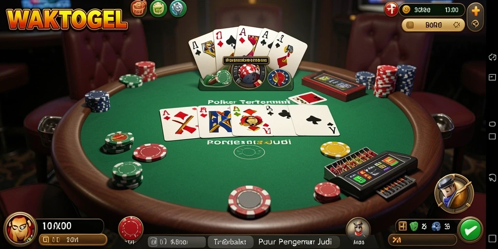 Screenshot gameplay WAKTOGEL menampilkan aksi poker yang seru dan mendebarkan.